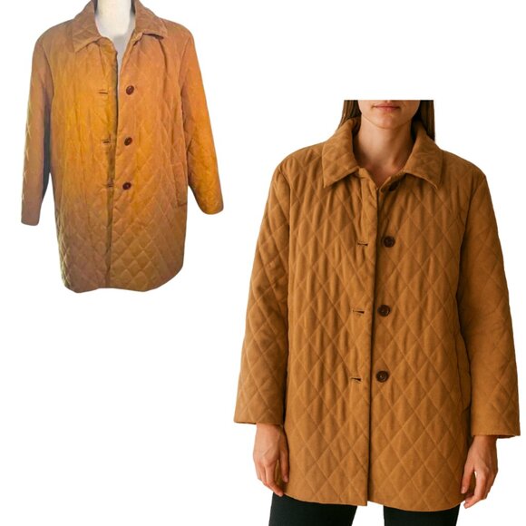 DELLE CELLE Italian Giaccone Quilted Long Jacket Size L - Picture 1 of 14